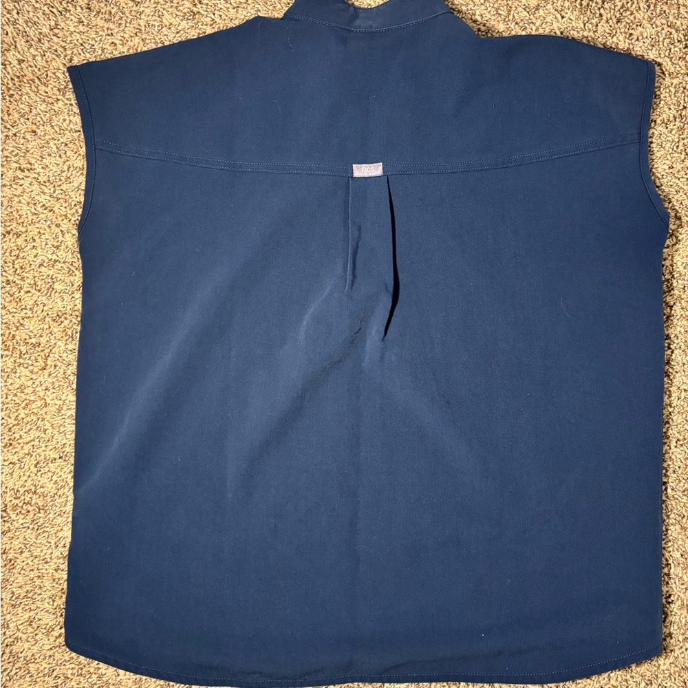 Women’s FIGS Navy Blue Scrub Top, Sleeveless